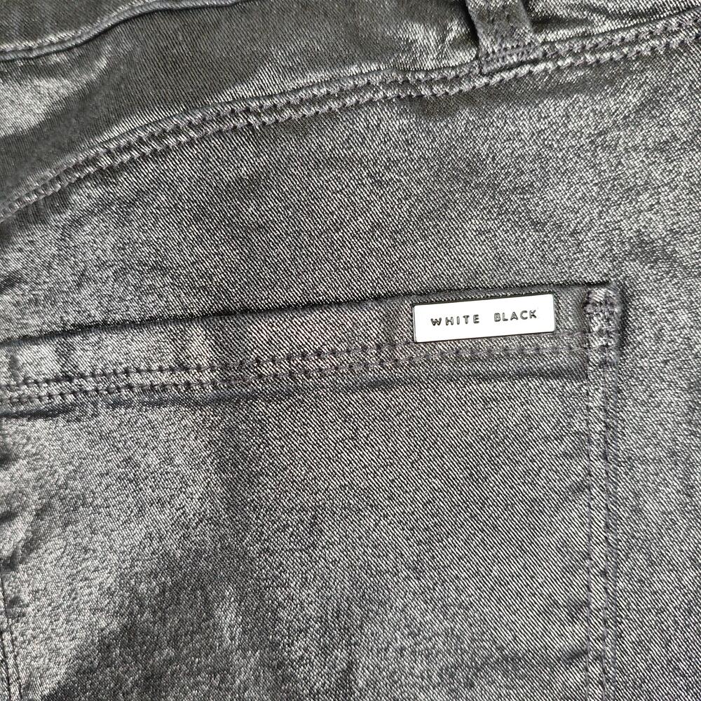 White House Black Market Pants Womens 14 Silver The Skinny Ankle Metallic Coated - Picture 15 of 16